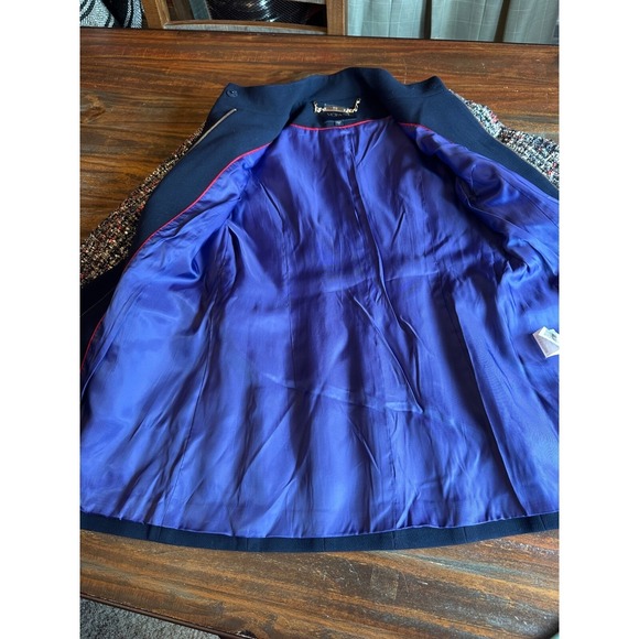 VCFANI Blazer Tweed Sleeve Navy UNIQUE Colorful Woman's Size 8 Career Vintage - Picture 9 of 11